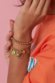 Touwarmband gouden bedels hart