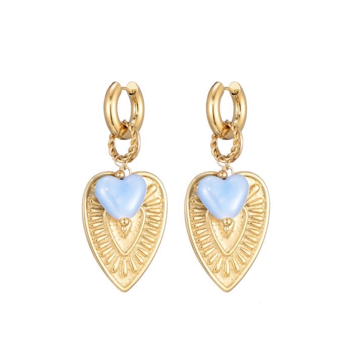 Oorbellen charms hartje blauw