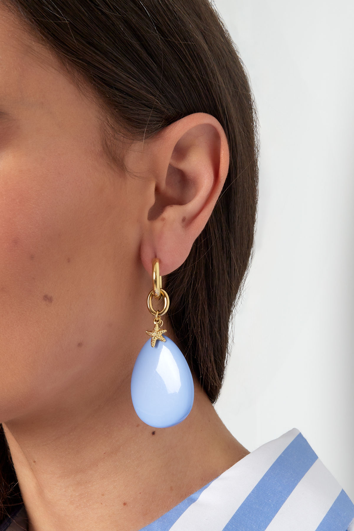 Oorbellen charms blauwe zeester