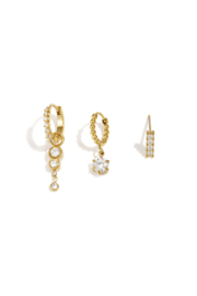 Earparty set voor 3 gaatjes goud cirkels 2 - stainless steel
