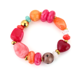 Kralen armband kleurrijk multi roze