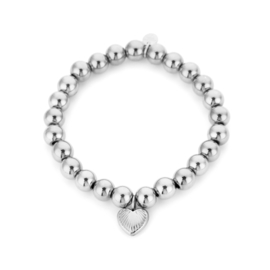 Elastieken armband bolletjes met hartje