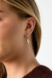 Stainless steel oorbellen zilver en goud met bliksem