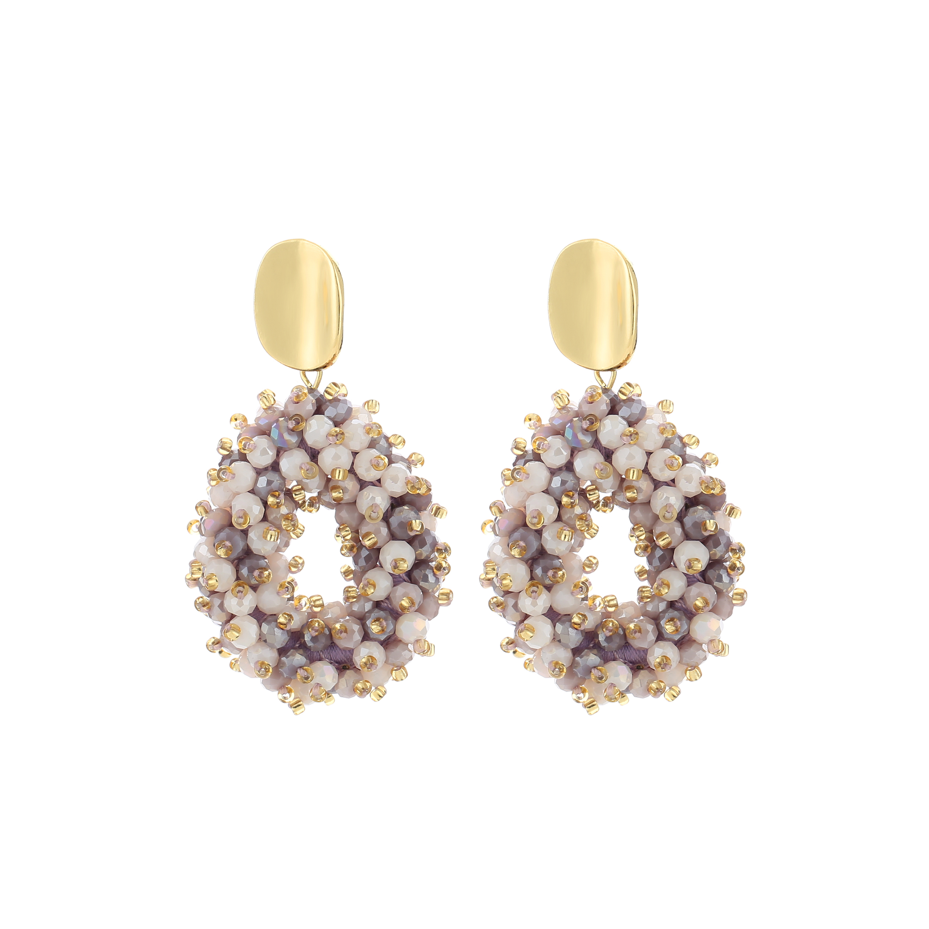 Statement oorbellen beige mix