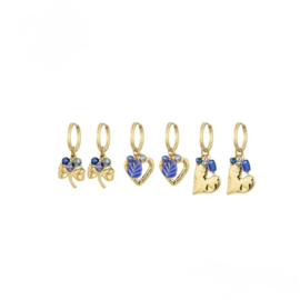 Earparty Najaar stainless steel goud van 3 paar oorringen met bedels en kralen