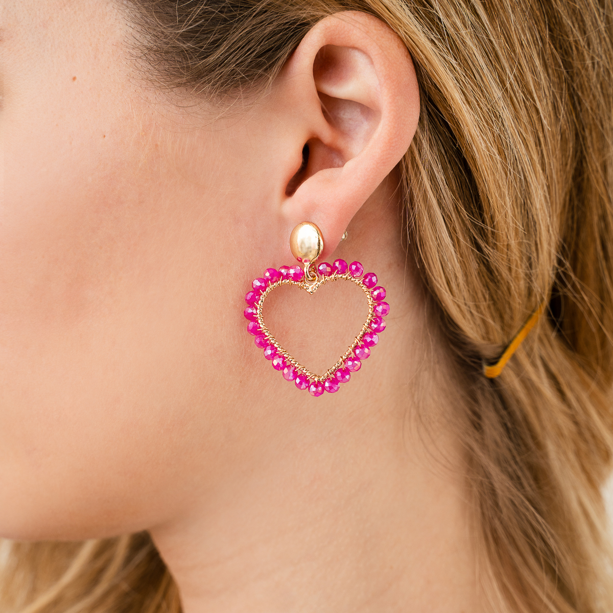 Summer hearts oorbellen kralen roze