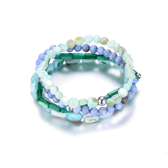 Armbandenset kralen blauw/groen