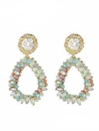 Statement Oorbellen kralen pasteldream