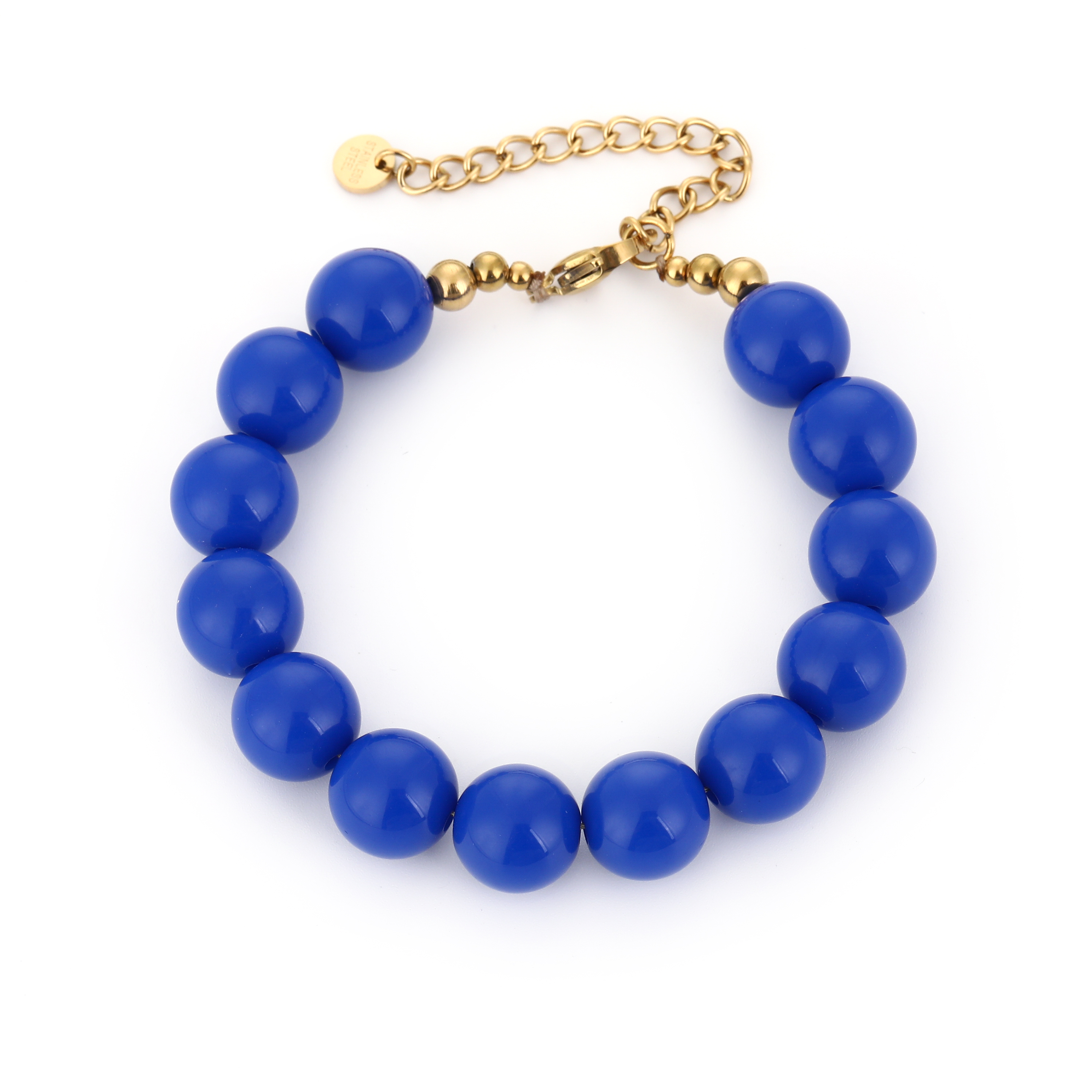 Grote kralen armband kobalt