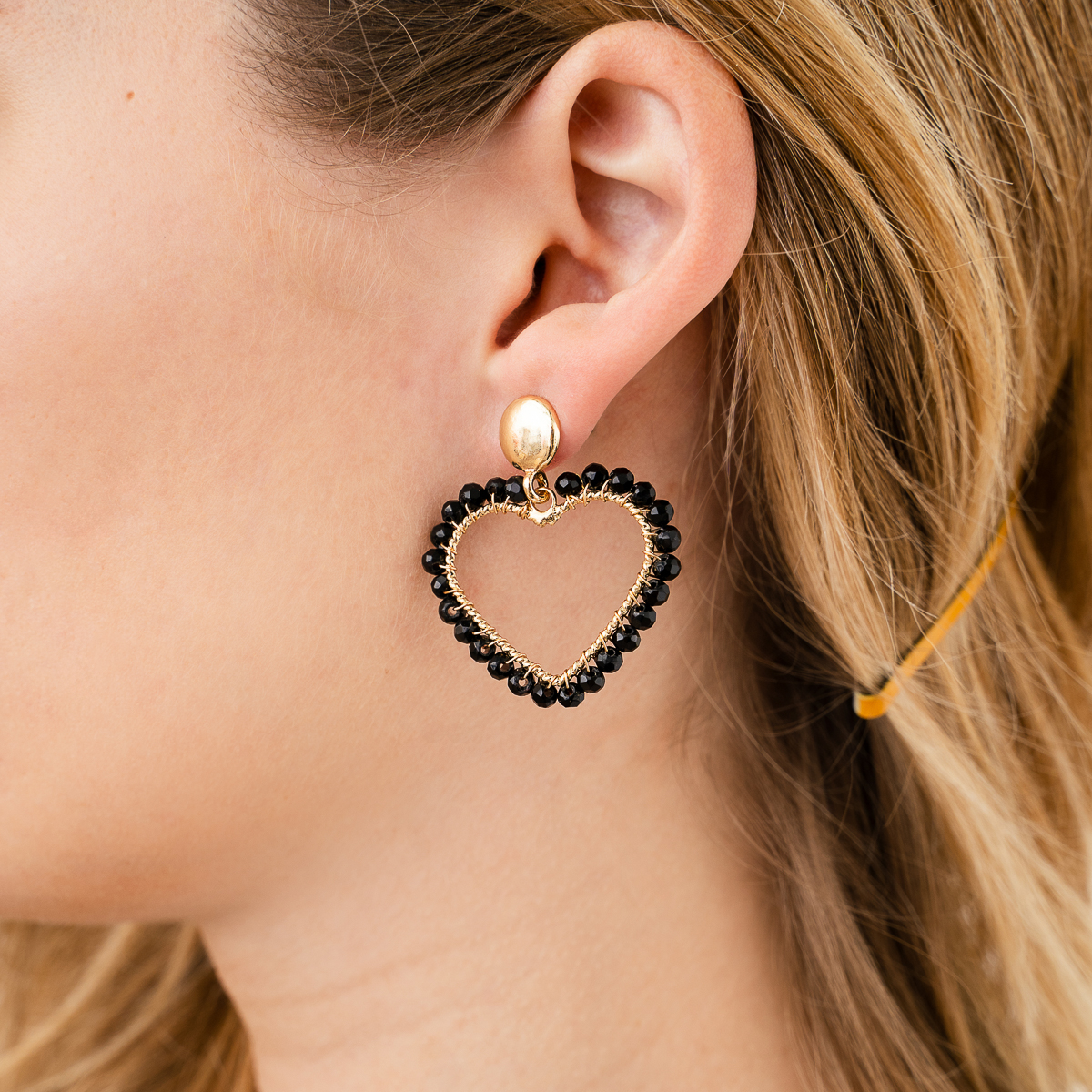 Summer hearts oorbellen kralen zwart