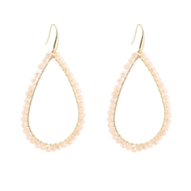 Statement oorbellen druppel kralen beige