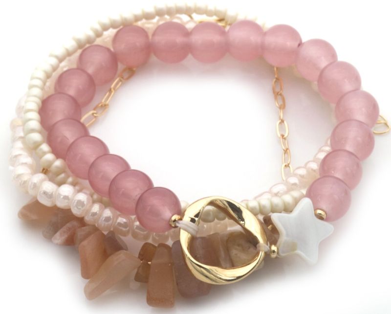 Armbandenset kralen pink