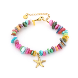 Kralenarmband zeester rainbow