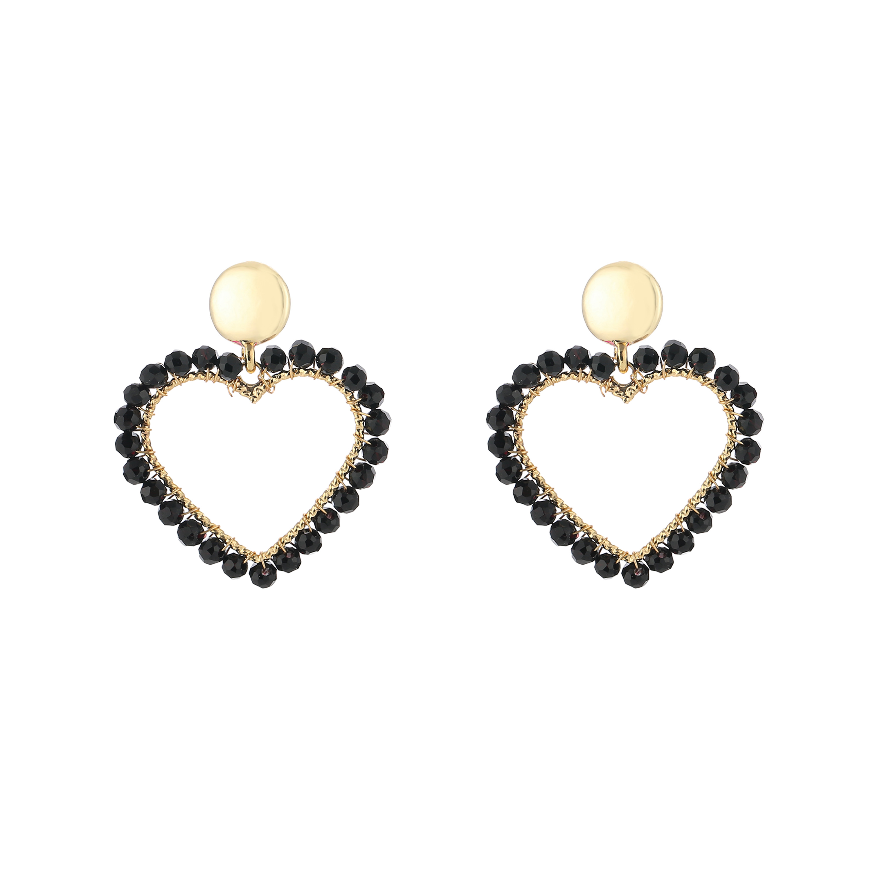 Summer hearts oorbellen kralen zwart