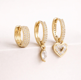 Earparty set voor 3 gaatjes goud  - stainless steel