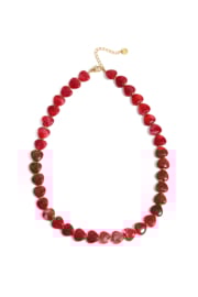 Ketting met hartjes kralen deep red