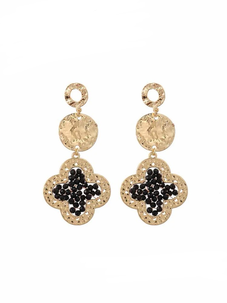 Statement oorbellen pretty clover zwart