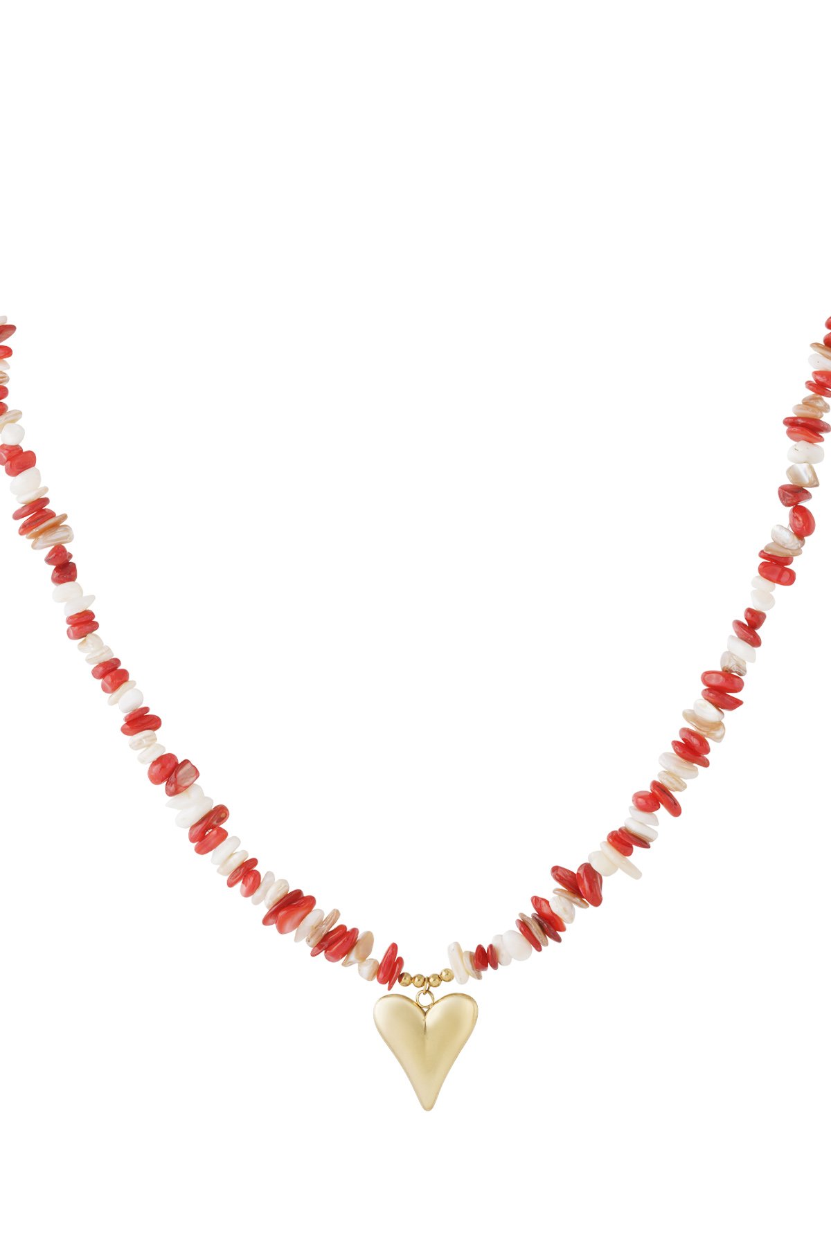 Kralenketting hart roze/wit mix