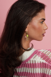 Stainless steel oorbellen goud met kralen en zon