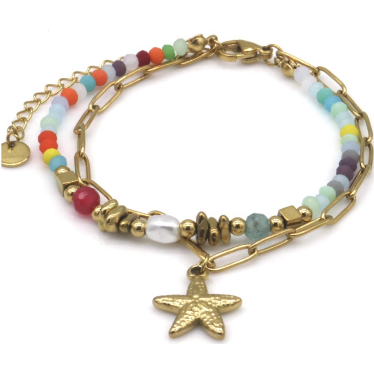 Dubbele armband ster en kralen