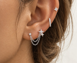 Earparty set voor 4 gaatjes goud en zilver - stainless steel