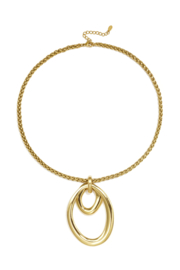 Stainless steel ketting goud met grote ronde bedel