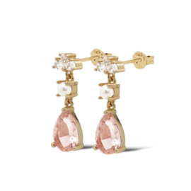 Champagne druppel oorknopjes - echt zilver