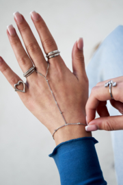 Hand chain armband steentjes in zilver en goud stainless steel