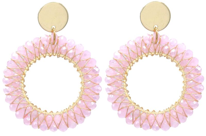 Statement oorbellen roundies roze