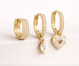 Earparty set voor 3 gaatjes goud - stainless steel
