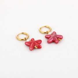 Oorbellen starry pretty rood