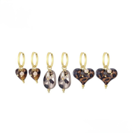 Earparty Najaar stainless steel goud van 3 paar oorringen met bedels en kralen