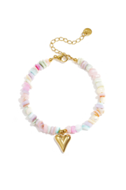 Kralenarmband hartje pastels