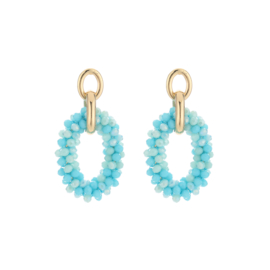 Statement oorbellen oval blauw