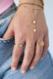 Stainless steel ring goud verstelbaar met hartjes