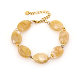 Grote kralen armband beige