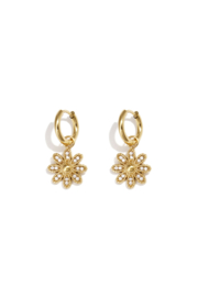 Oorbellen stainless steel in goud en zilver met bloem en steentjes