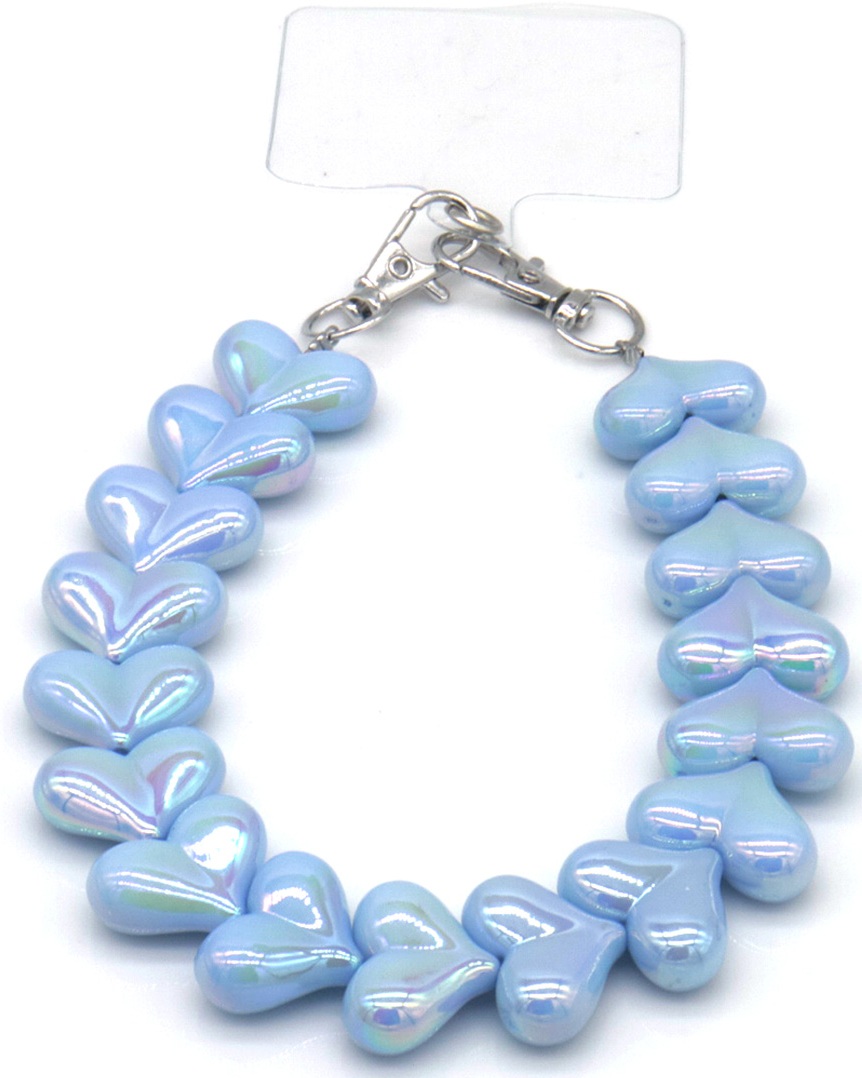 Telefoonkoord hartjes blauw