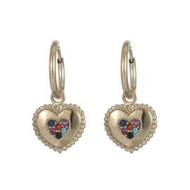 Oorbellen met bedel hart en steentjes