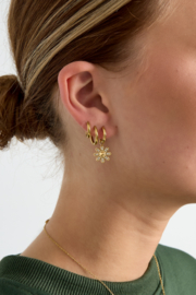 Stainless steel oorbellen zilver en goud met bloem en steentjes