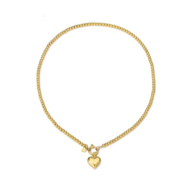 Bolletjes ketting goud met hartjes bedel