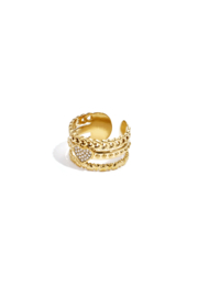 Statement ring met meerdere lagen hartje goud