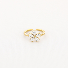 Ring goud met bloem en steentjes