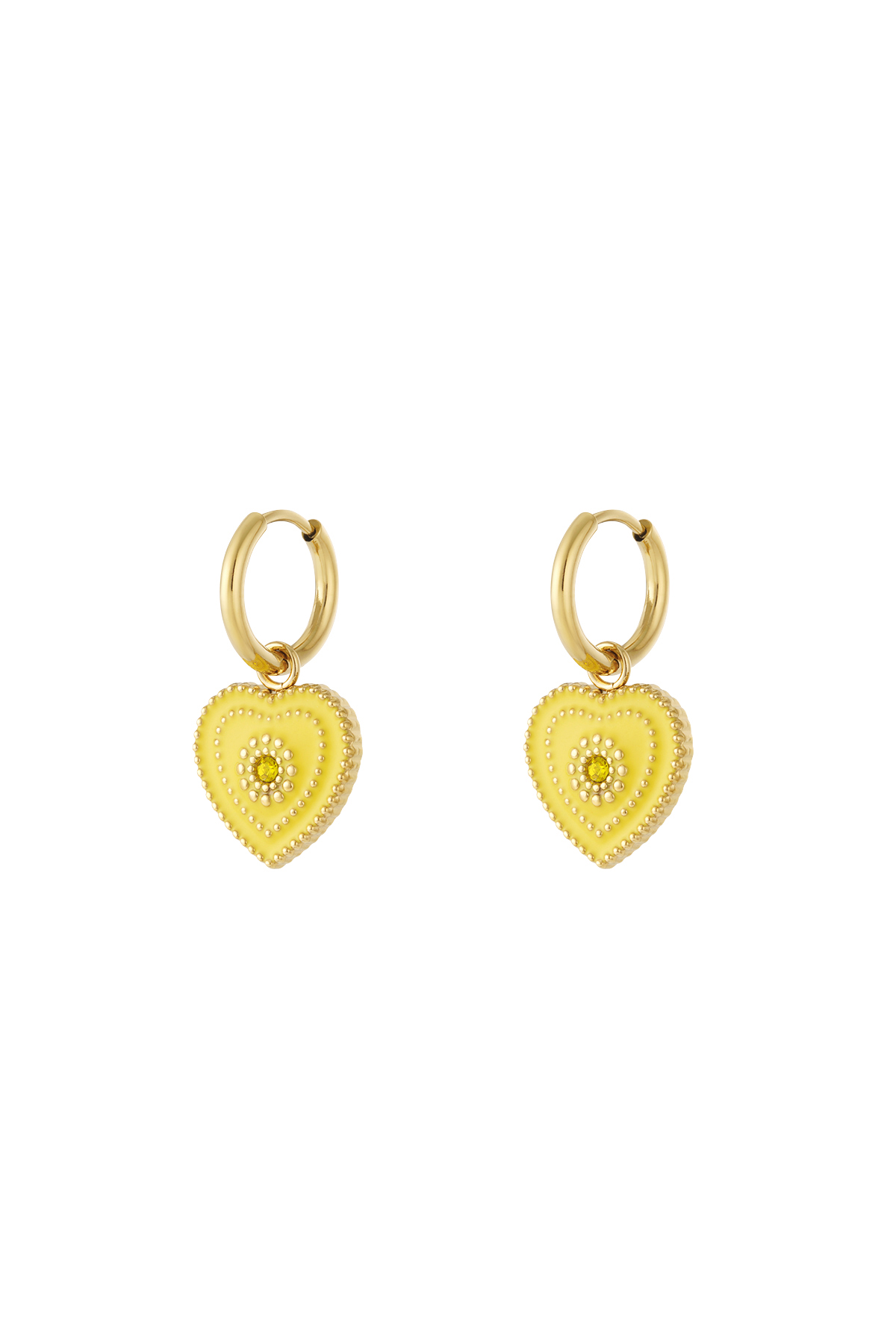 Oorbellen charms hartje geel