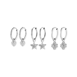 Earparty voor 3 gaatjes zilver stainless steel