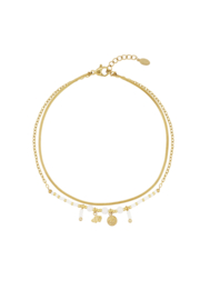 Enkelbandje charms wit/goud