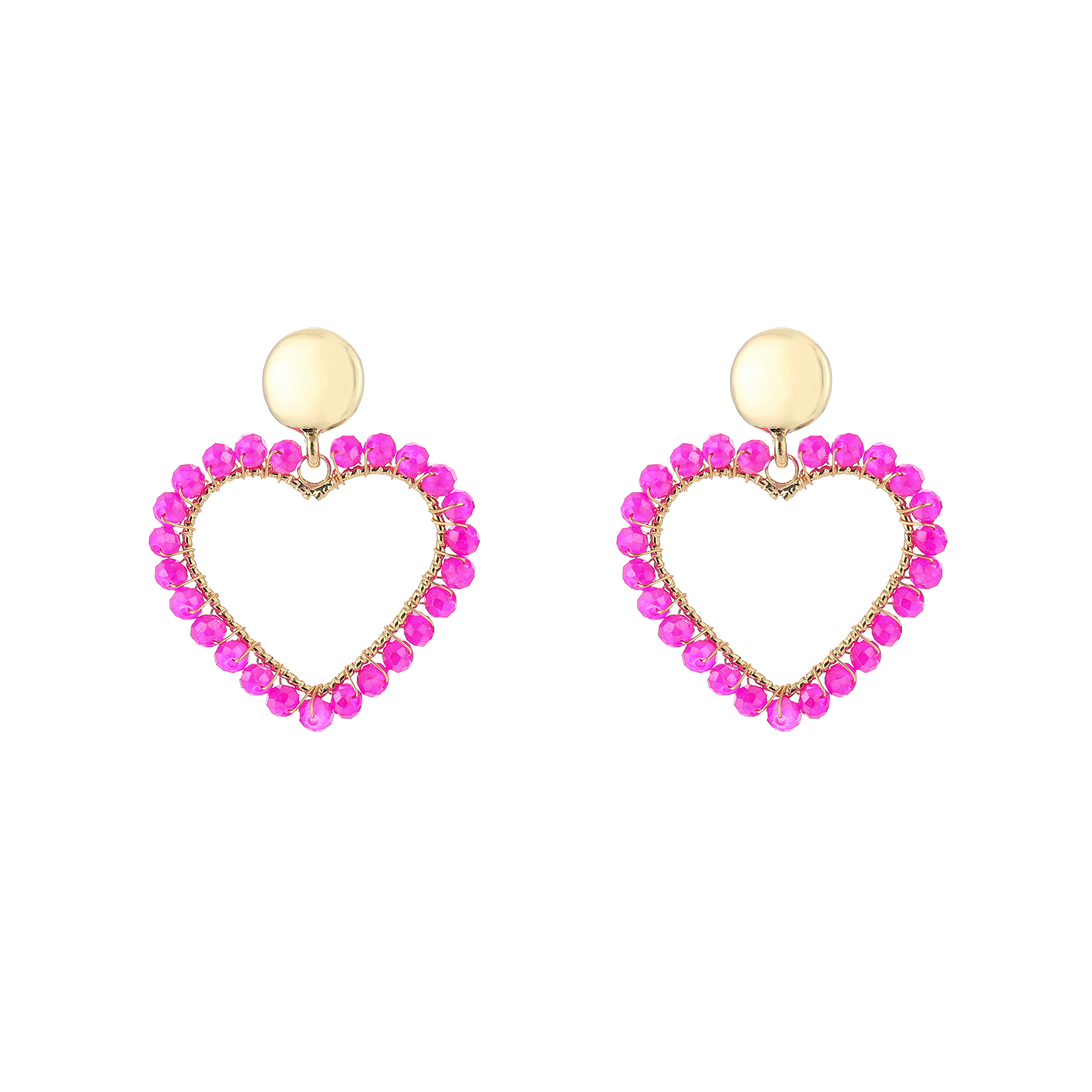 Summer hearts oorbellen kralen roze