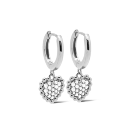 Oorbellen pretty hart steentjes - echt zilver