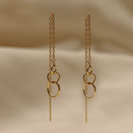 Falling rings lange oorbellen - echt zilver