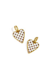 Oorbellen stainless steel goud met kralen en bedels najaar hartje wit dots